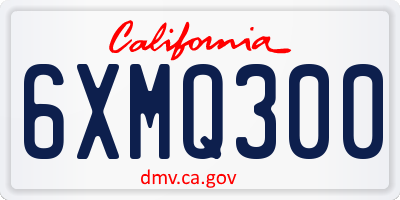 CA license plate 6XMQ300