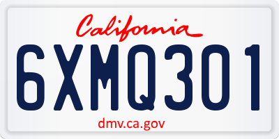 CA license plate 6XMQ301