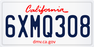 CA license plate 6XMQ308