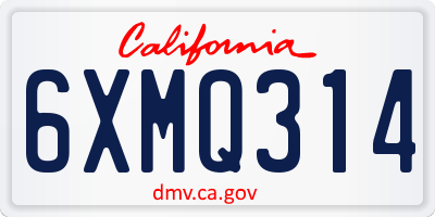 CA license plate 6XMQ314