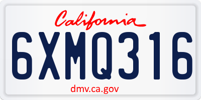CA license plate 6XMQ316