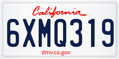 CA license plate 6XMQ319