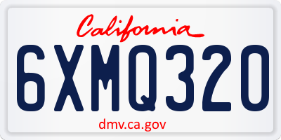CA license plate 6XMQ320