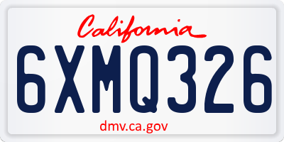 CA license plate 6XMQ326