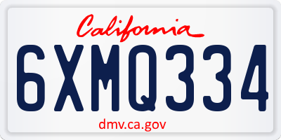 CA license plate 6XMQ334
