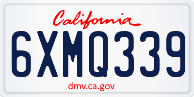 CA license plate 6XMQ339