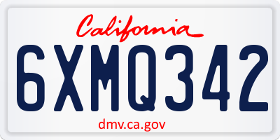CA license plate 6XMQ342