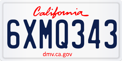CA license plate 6XMQ343