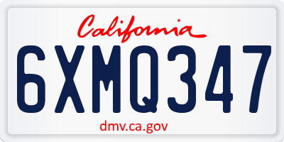 CA license plate 6XMQ347
