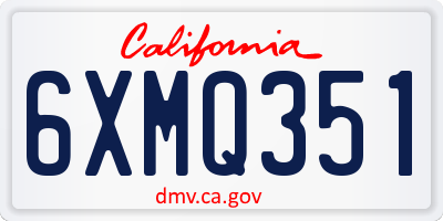 CA license plate 6XMQ351