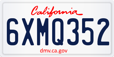 CA license plate 6XMQ352