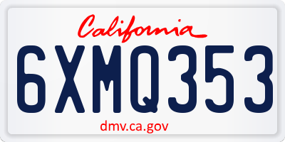 CA license plate 6XMQ353