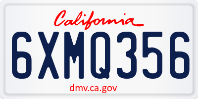 CA license plate 6XMQ356