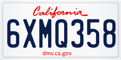 CA license plate 6XMQ358
