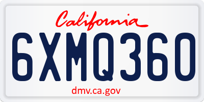 CA license plate 6XMQ360