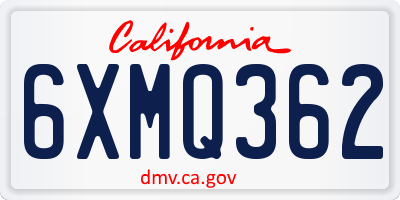 CA license plate 6XMQ362