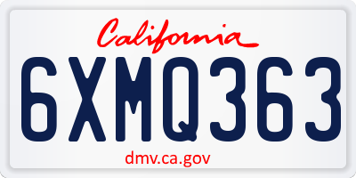 CA license plate 6XMQ363