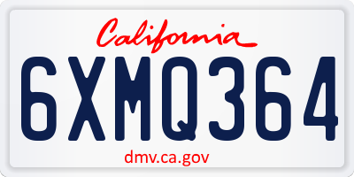 CA license plate 6XMQ364