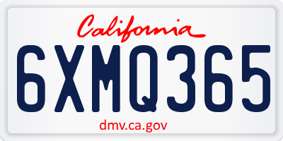CA license plate 6XMQ365