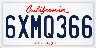 CA license plate 6XMQ366