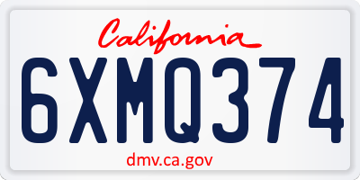 CA license plate 6XMQ374