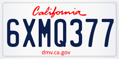 CA license plate 6XMQ377