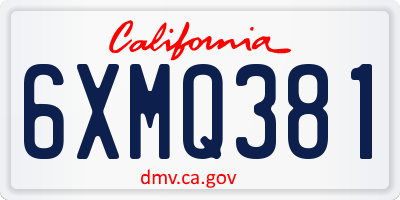 CA license plate 6XMQ381