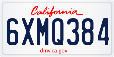 CA license plate 6XMQ384