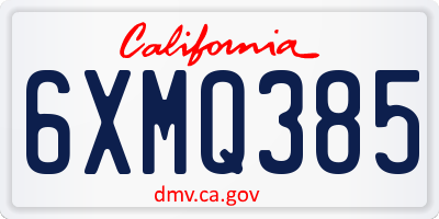 CA license plate 6XMQ385