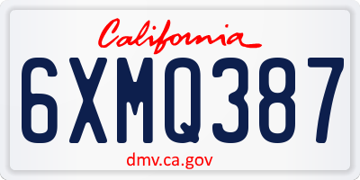 CA license plate 6XMQ387