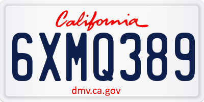 CA license plate 6XMQ389