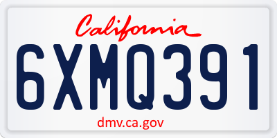 CA license plate 6XMQ391