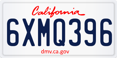 CA license plate 6XMQ396