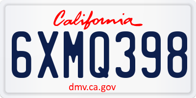 CA license plate 6XMQ398