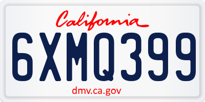 CA license plate 6XMQ399