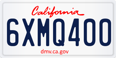 CA license plate 6XMQ400