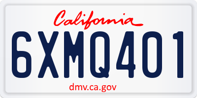 CA license plate 6XMQ401