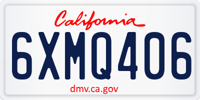 CA license plate 6XMQ406