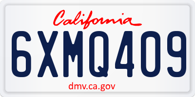 CA license plate 6XMQ409