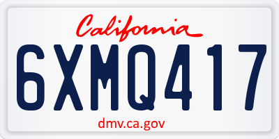 CA license plate 6XMQ417