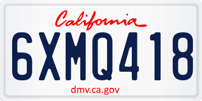 CA license plate 6XMQ418