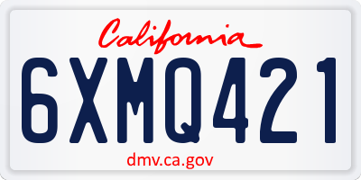 CA license plate 6XMQ421