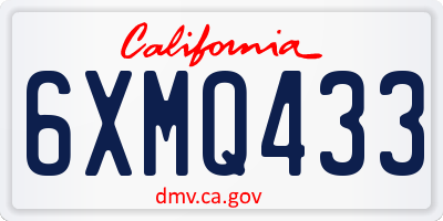 CA license plate 6XMQ433
