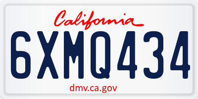 CA license plate 6XMQ434