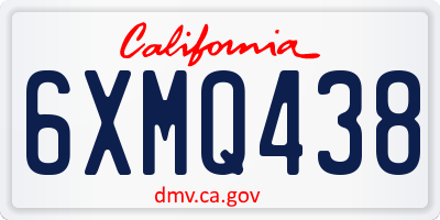 CA license plate 6XMQ438
