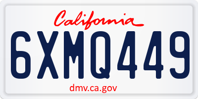 CA license plate 6XMQ449