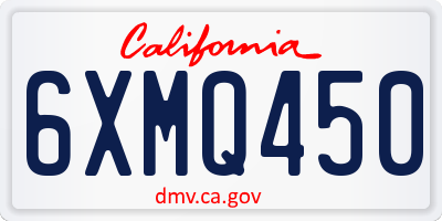 CA license plate 6XMQ450