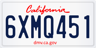 CA license plate 6XMQ451