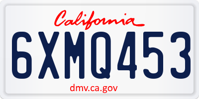 CA license plate 6XMQ453