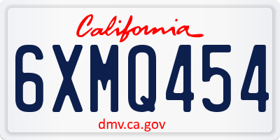 CA license plate 6XMQ454